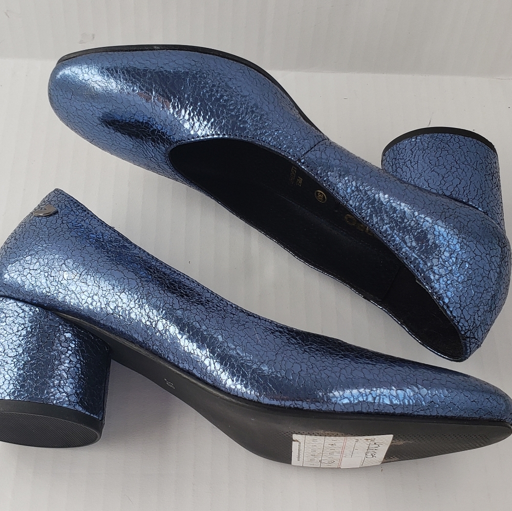 Anthropologie Gioseppo Sz 7.5 Metallic Blue Pumps